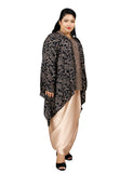 PANGOI RAYA Plus Size/ Free Size 3D Fashion Blouse Viscose Batik with Silk Pareo Set - Gold & Black - One Size