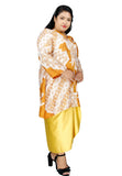 PANGOI RAYA Plus Size/ Free Size 3D Fashion Blouse Viscose Batik with Silk Pareo Set - Gold Yellow - One Size