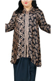 PANGOI RAYA Plus Size/ Free Size 3D Fashion Blouse Viscose Batik with Silk Pareo Set - Black - One Size