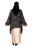 PANGOI RAYA Plus Size/ Free Size 3D Fashion Blouse Viscose Batik with Silk Pareo Set - Gold & Black - One Size
