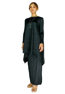 PANGOI 2022 NEW ARRIVAL_EXCLUSIVE Baguette Premium Pleated Set & LONG SKIRT SERIES__BLACK_FREE SIZE UP TO 3XL - One Size