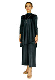 PANGOI EXCLUSIVE QUEEN COLLECTION_PREMIUM PLEATED HIGH NECK SET WITH PALAZZO PANTS_BLACK