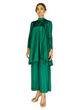 PANGOI EXCLUSIVE QUEEN COLLECTION_PREMIUM PLEATED HIGH NECK SET WITH PALAZZO PANTS_GREEN