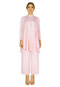 PANGOI EXCLUSIVE QUEEN COLLECTION_PREMIUM PLEATED HIGH NECK SET WITH PALAZZO PANTS_PINK