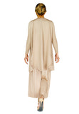PANGOI EXCLUSIVE QUEEN COLLECTION_PREMIUM PLEATED HIGH NECK SET WITH PALAZZO PANTS_BEIGE EMAS GOLD