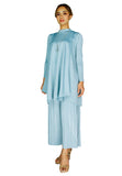 PANGOI EXCLUSIVE QUEEN COLLECTION_PREMIUM PLEATED HIGH NECK SET WITH PALAZZO PANTS_BLUE