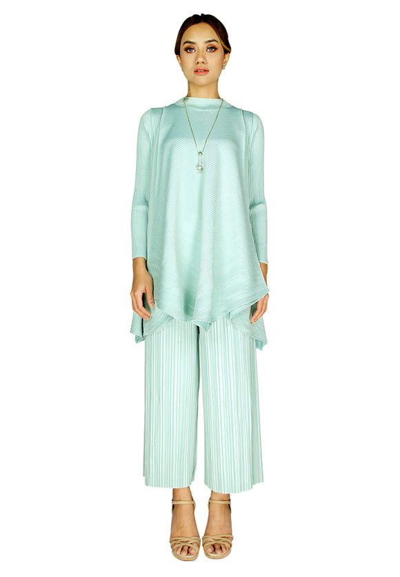 PANGOI EXCLUSIVE QUEEN COLLECTION_PREMIUM PLEATED HIGH NECK SET WITH PALAZZO PANTS_MINT