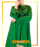 PLUS SIZE Fashion Long Blouse With Dolby Batik Pareo Skirt - Green (Free Size)