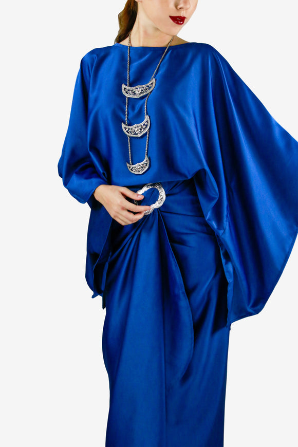 Regular Premium Silk Kaftan Pareo Set - Royal Blue