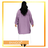 Plus Size High Neck Collar Short Blouse (Purple) Free Size Fit Up To 3XL