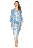 {SOLD OUT} PANGOI EXCLUSIVE DOBY BATIK KAFTAN LONG SLEEVES WITH PAREO (FREE SIZE) XS/S/M/L/XL/2XL/3XL - BLUE- One Size - One Size