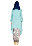 PANGOI 2022 RAYA_STAR PLEATED DESIGN BLOUSE & SIAP PAREO_MINT BLUE_FREE SIZE UP TO 2XL - One Size